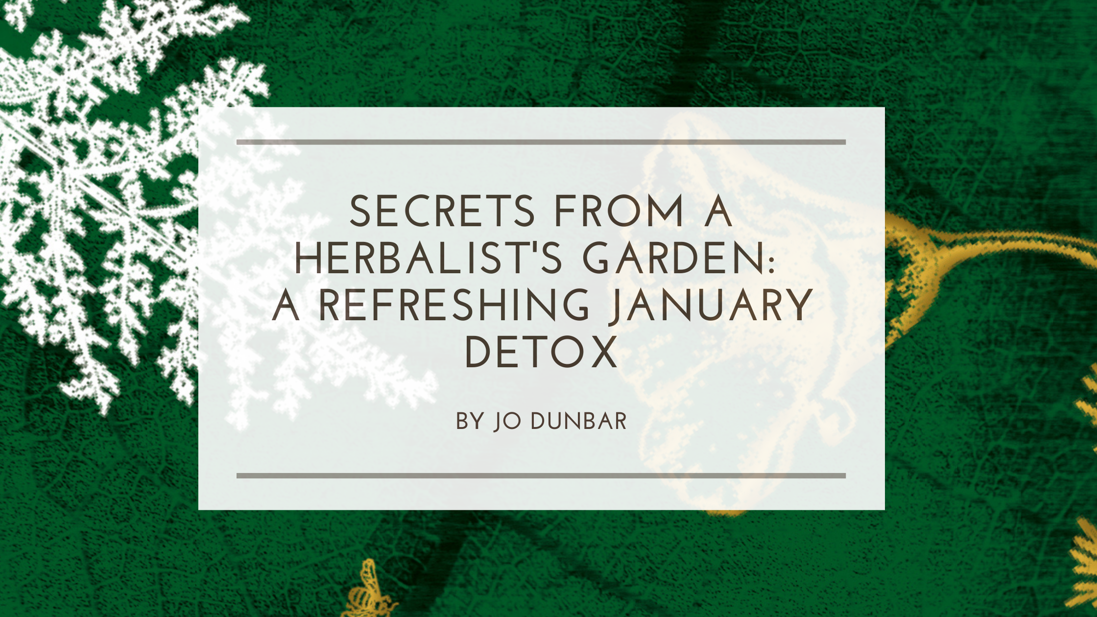 Secrets From A Herbalist's Garden: A Refreshing January Detox